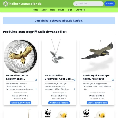 Screenshot keilschwanzadler.de