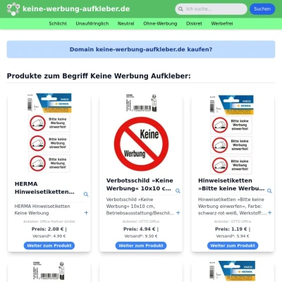 Screenshot keine-werbung-aufkleber.de