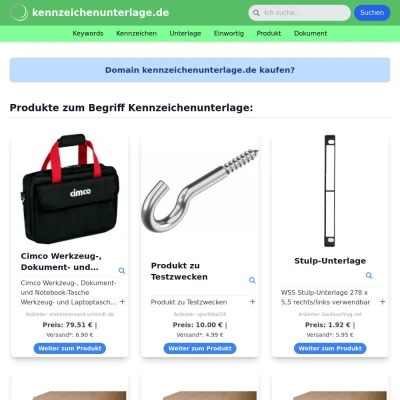 Screenshot kennzeichenunterlage.de