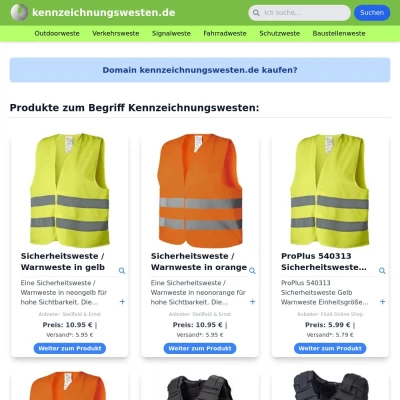 Screenshot kennzeichnungswesten.de