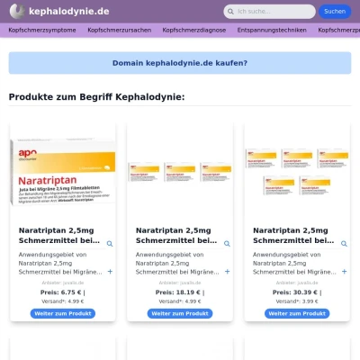 Screenshot kephalodynie.de