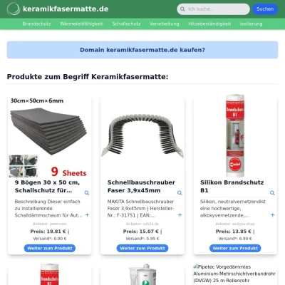 Screenshot keramikfasermatte.de