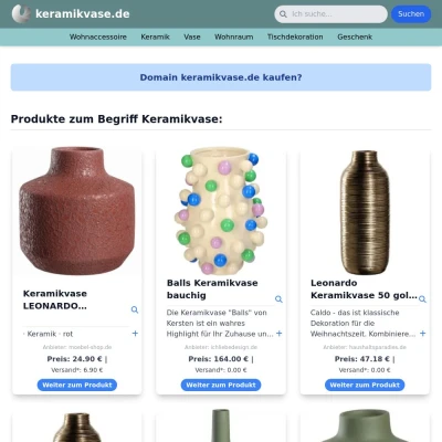 Screenshot keramikvase.de