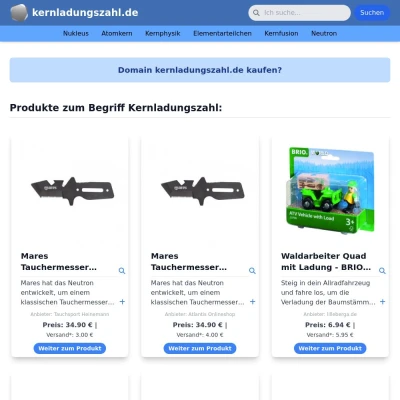 Screenshot kernladungszahl.de