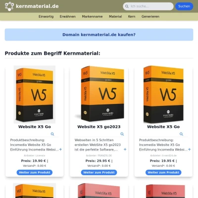 Screenshot kernmaterial.de