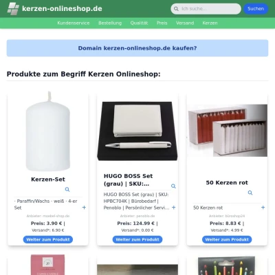 Screenshot kerzen-onlineshop.de