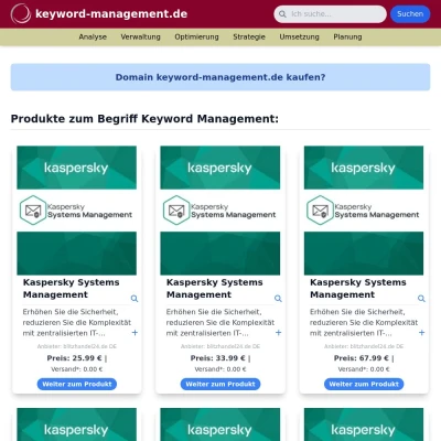 Screenshot keyword-management.de