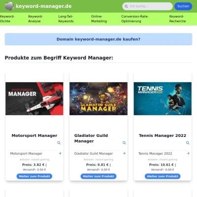 Screenshot keyword-manager.de