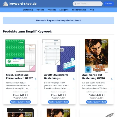 Screenshot keyword-shop.de