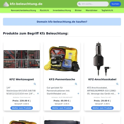 Screenshot kfz-beleuchtung.de