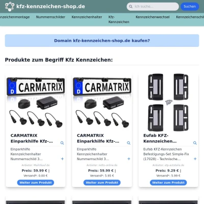 Screenshot kfz-kennzeichen-shop.de