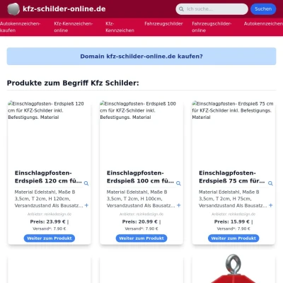 Screenshot kfz-schilder-online.de