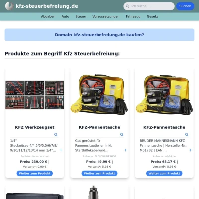 Screenshot kfz-steuerbefreiung.de