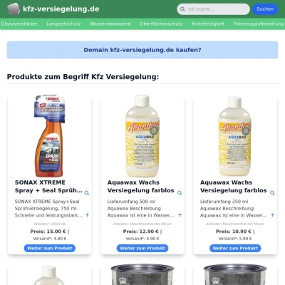 Screenshot kfz-versiegelung.de