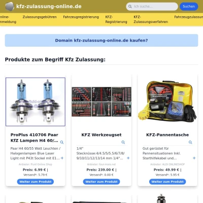 Screenshot kfz-zulassung-online.de