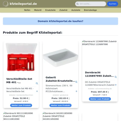 Screenshot kfzteileportal.de