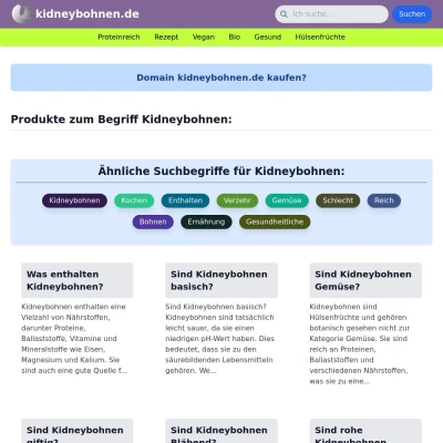 Screenshot kidneybohnen.de