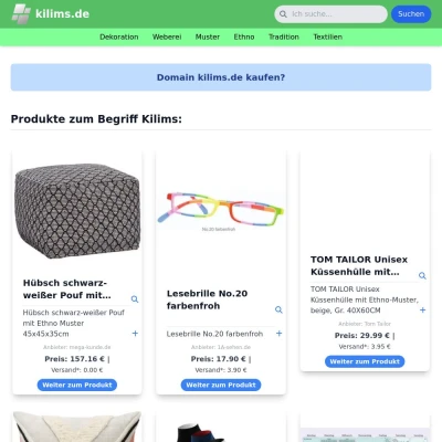 Screenshot kilims.de