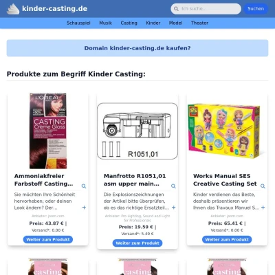 Screenshot kinder-casting.de