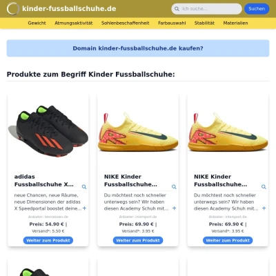 Screenshot kinder-fussballschuhe.de