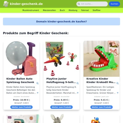 Screenshot kinder-geschenk.de