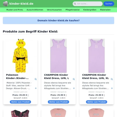 Screenshot kinder-kleid.de