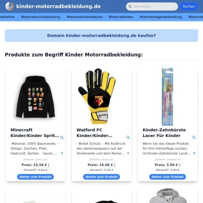 Screenshot kinder-motorradbekleidung.de