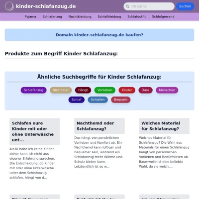 Screenshot kinder-schlafanzug.de