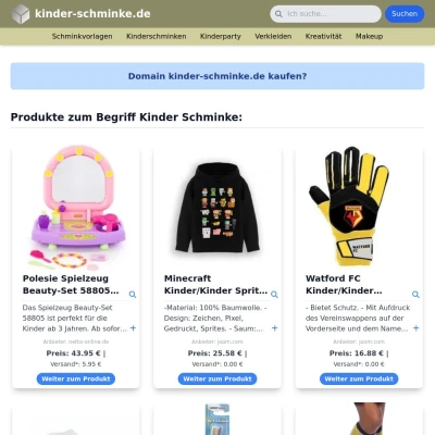 Screenshot kinder-schminke.de