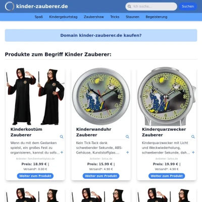 Screenshot kinder-zauberer.de