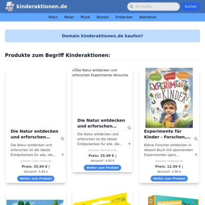 Screenshot kinderaktionen.de