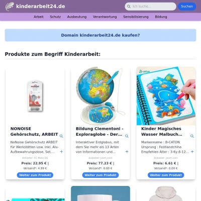 Screenshot kinderarbeit24.de