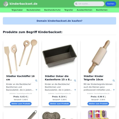 Screenshot kinderbackset.de