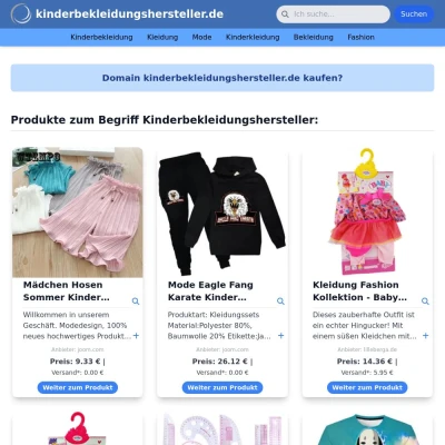 Screenshot kinderbekleidungshersteller.de