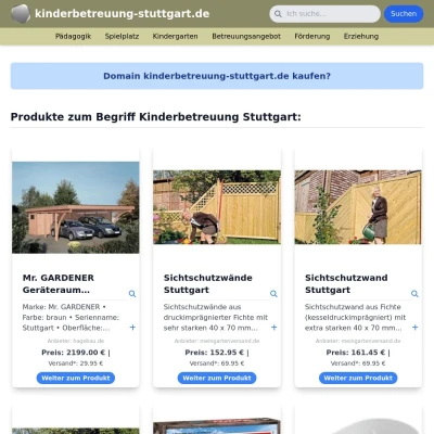 Screenshot kinderbetreuung-stuttgart.de