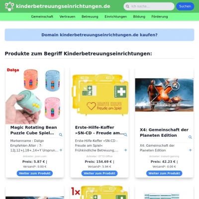 Screenshot kinderbetreuungseinrichtungen.de