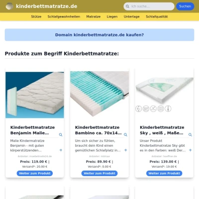 Screenshot kinderbettmatratze.de