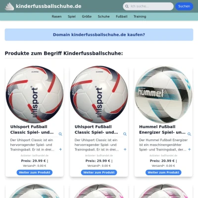 Screenshot kinderfussballschuhe.de