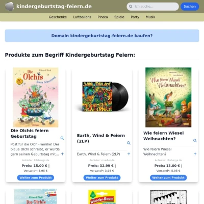 Screenshot kindergeburtstag-feiern.de