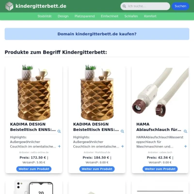 Screenshot kindergitterbett.de