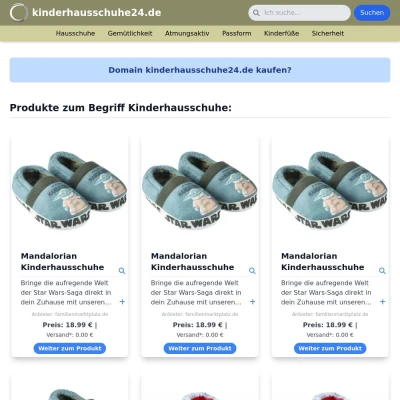 Screenshot kinderhausschuhe24.de