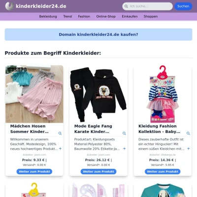 Screenshot kinderkleider24.de