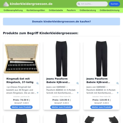 Screenshot kinderkleidergroessen.de