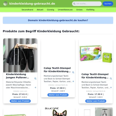 Screenshot kinderkleidung-gebraucht.de