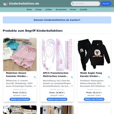 Screenshot kinderkollektion.de