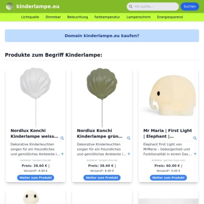 Screenshot kinderlampe.eu