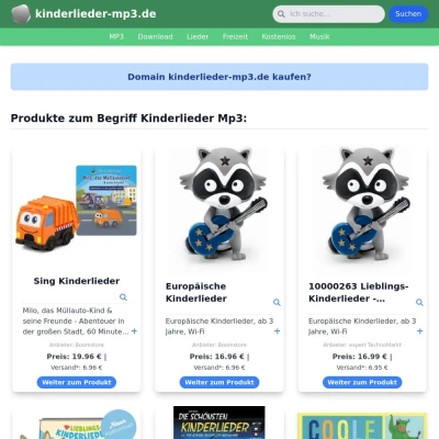 Screenshot kinderlieder-mp3.de