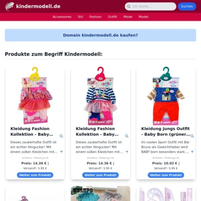 Screenshot kindermodell.de