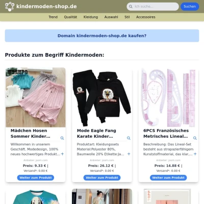 Screenshot kindermoden-shop.de