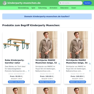 Screenshot kinderparty-muenchen.de